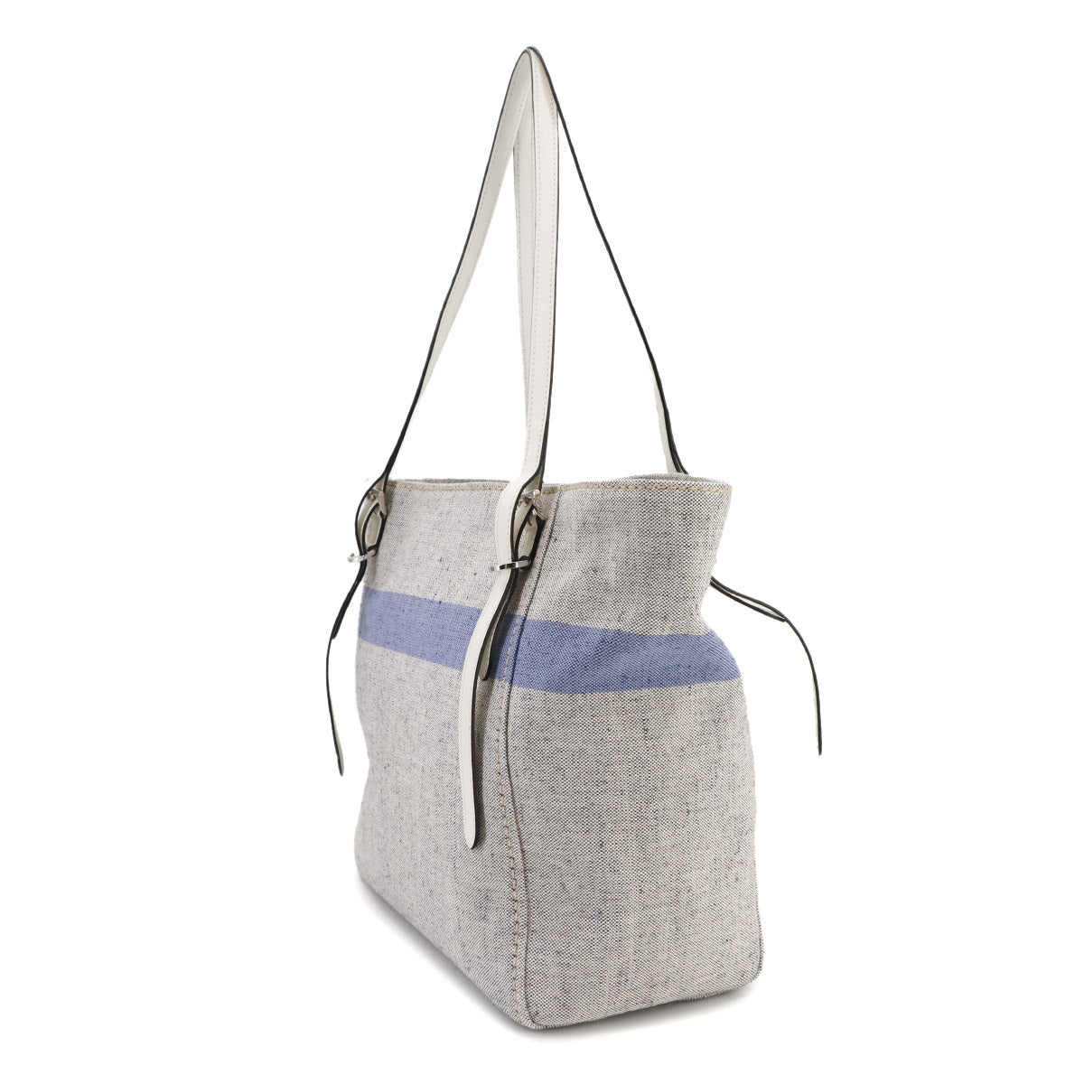 Tote Bag Canvas Leather Gray Blue 1BG303 Purse