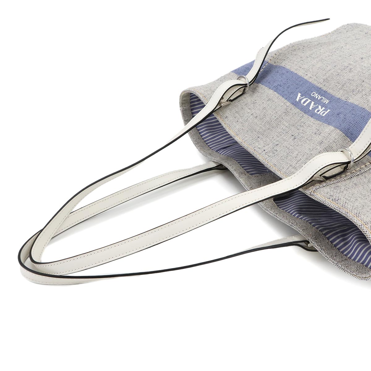 Tote Bag Canvas Leather Gray Blue 1BG303 Purse