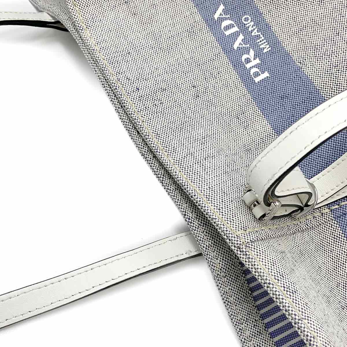 Tote Bag Canvas Leather Gray Blue 1BG303 Purse