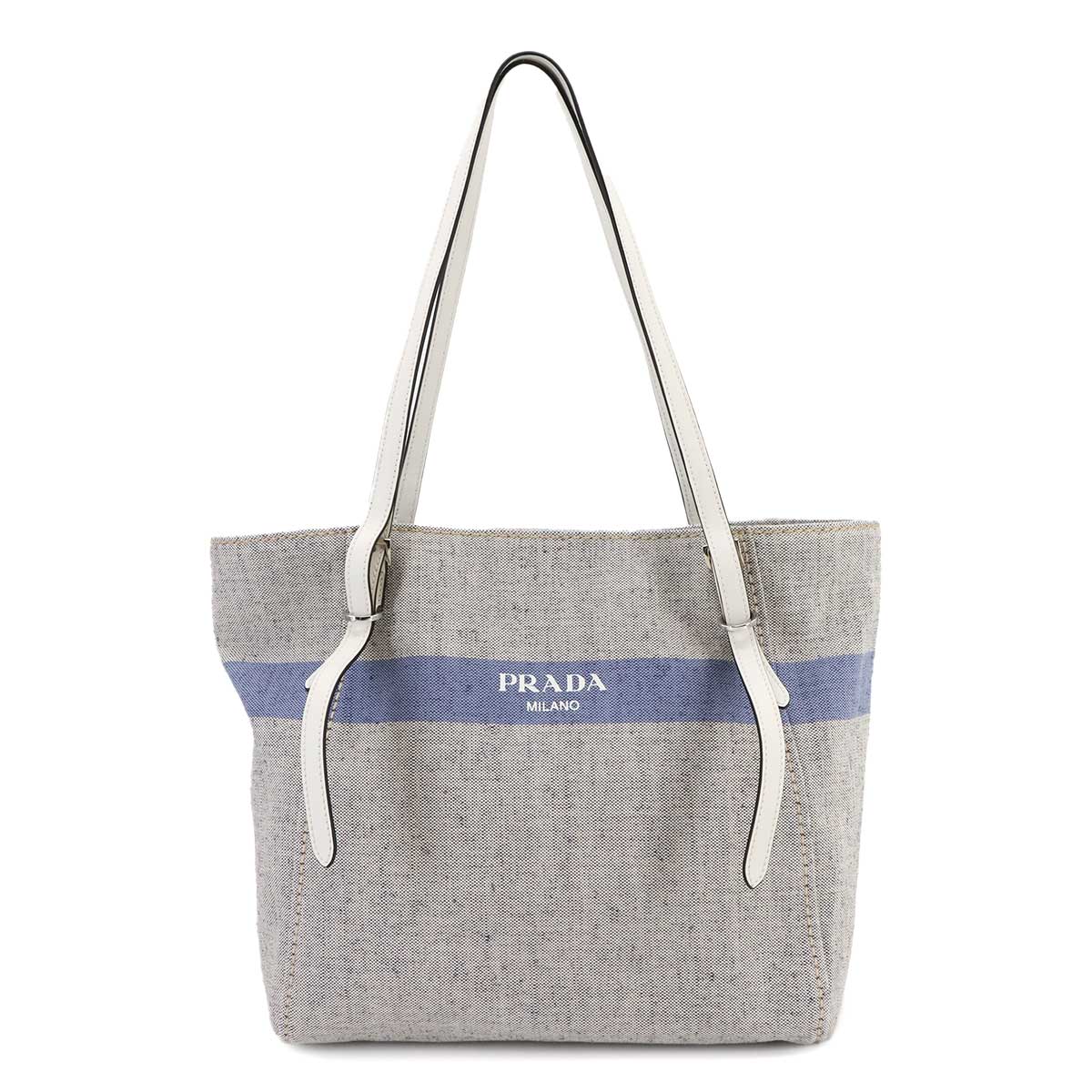Tote Bag Canvas Leather Gray Blue 1BG303 Purse