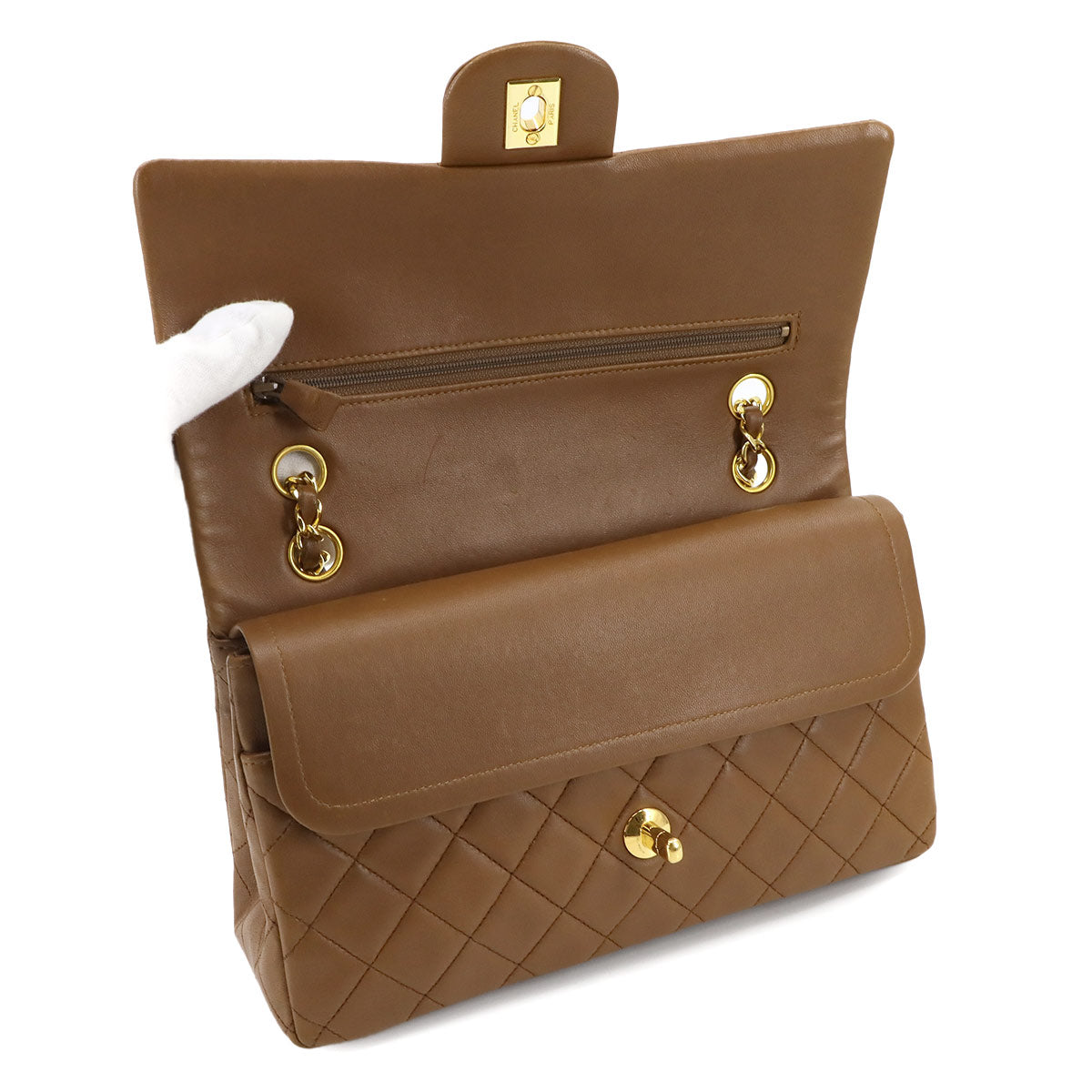 Matelasse 25 Chain Shoulder Bag Leather Brown A01112 Purse