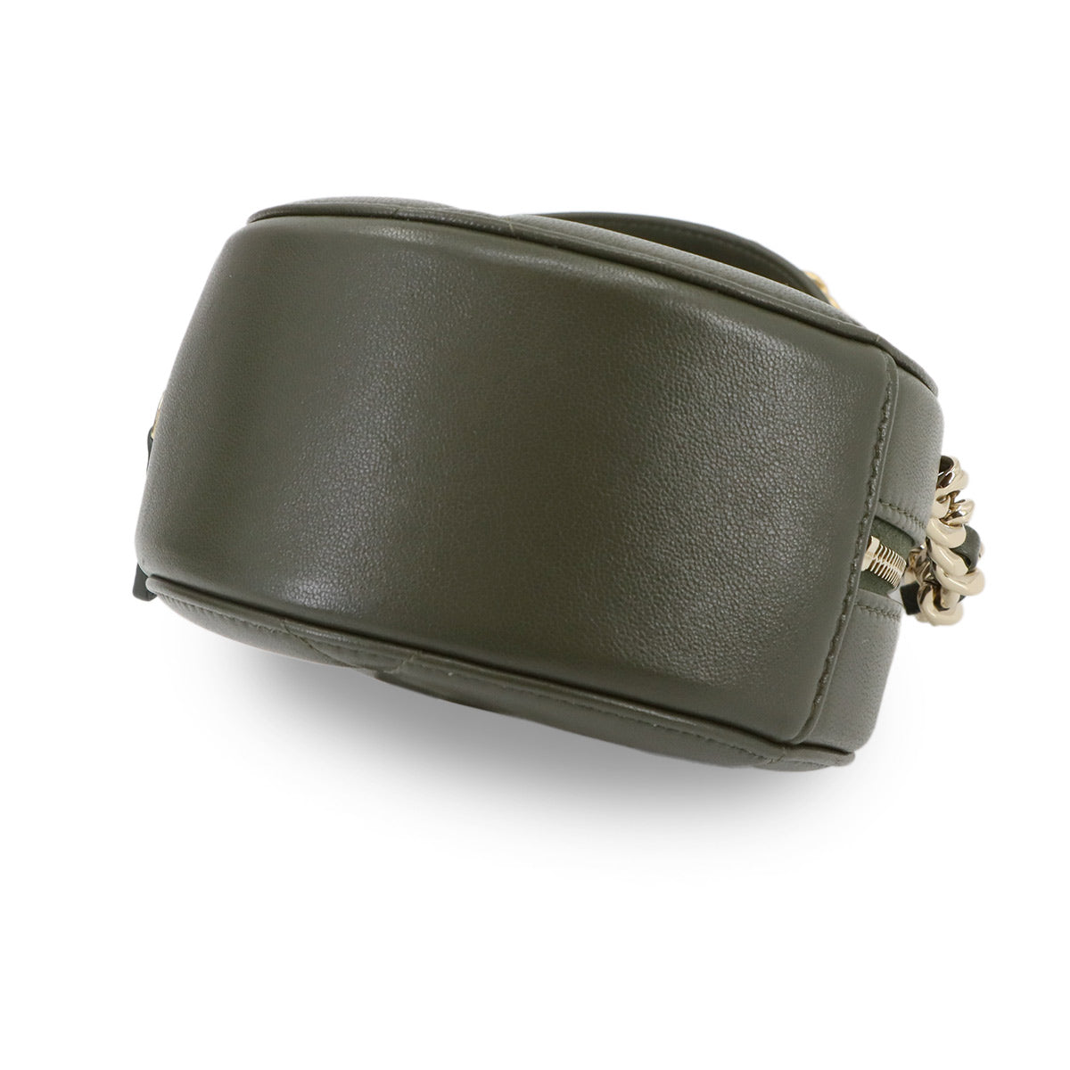 19 Round Clutch Chain Shoulder Bag Leather Khaki AP0945 Purse