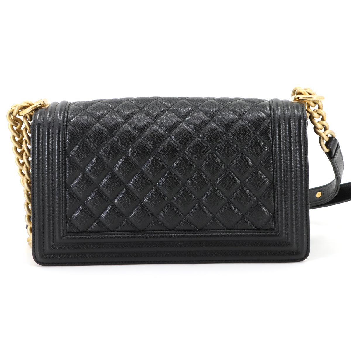 BOY CHANEL Chain Shoulder Bag Leather Black A67086 Purse