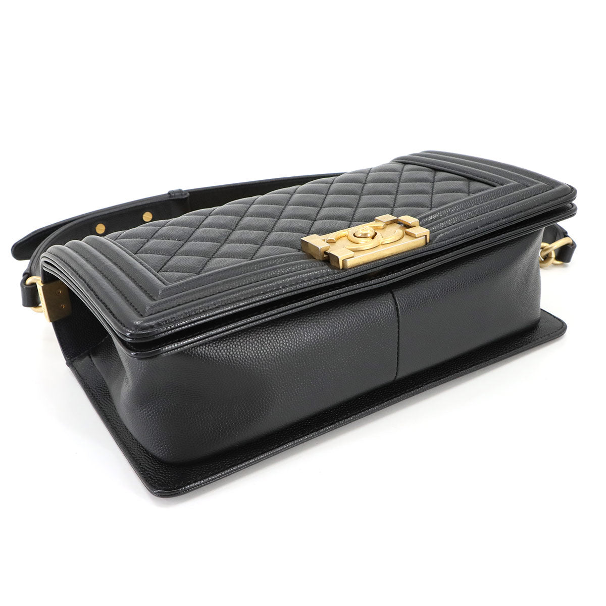 BOY CHANEL Chain Shoulder Bag Leather Black A67086 Purse