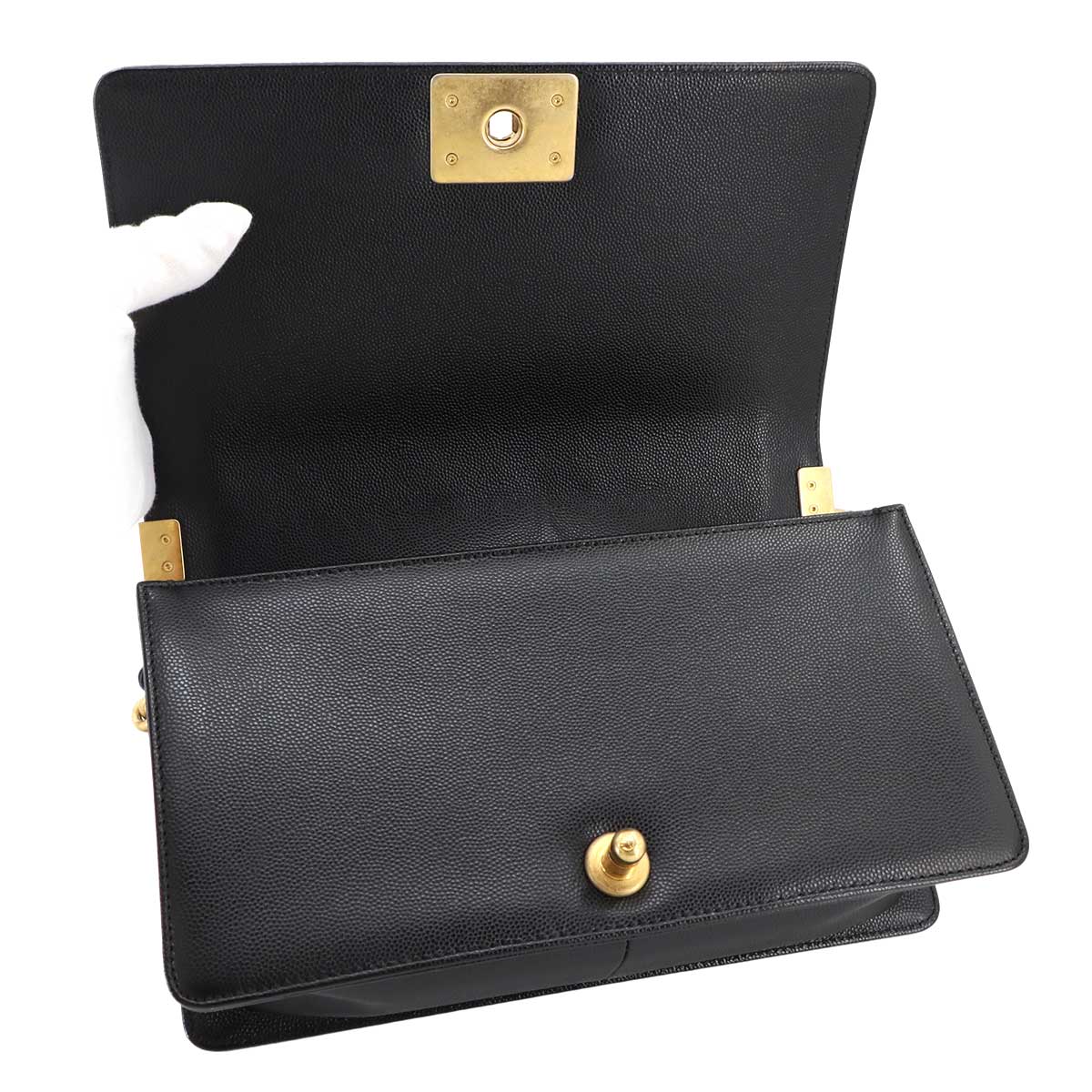 BOY CHANEL Chain Shoulder Bag Leather Black A67086 Purse