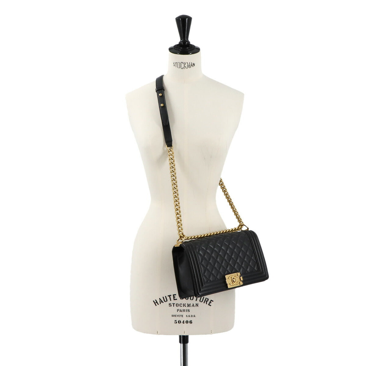 BOY CHANEL Chain Shoulder Bag Leather Black A67086 Purse