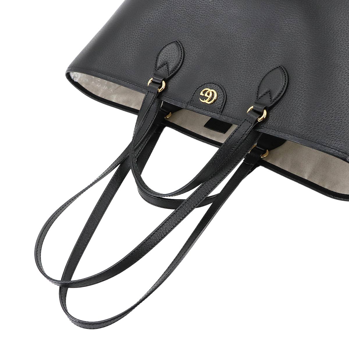 Ophidia Medium Tote Shoulder Bag Leather Black 778958 Purse