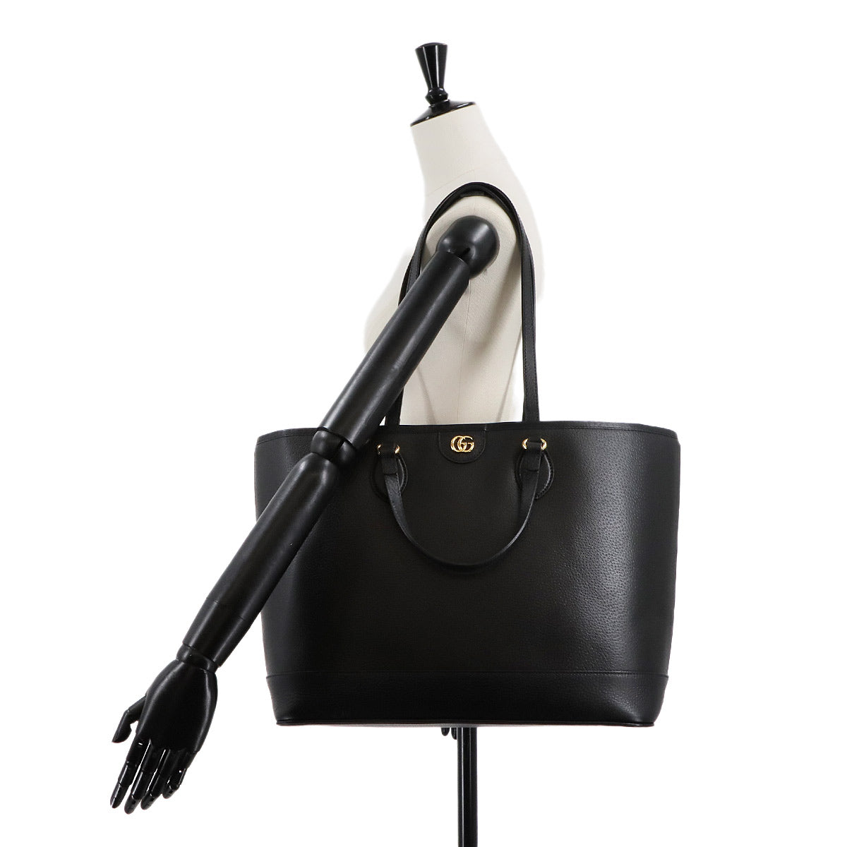 Ophidia Medium Tote Shoulder Bag Leather Black 778958 Purse