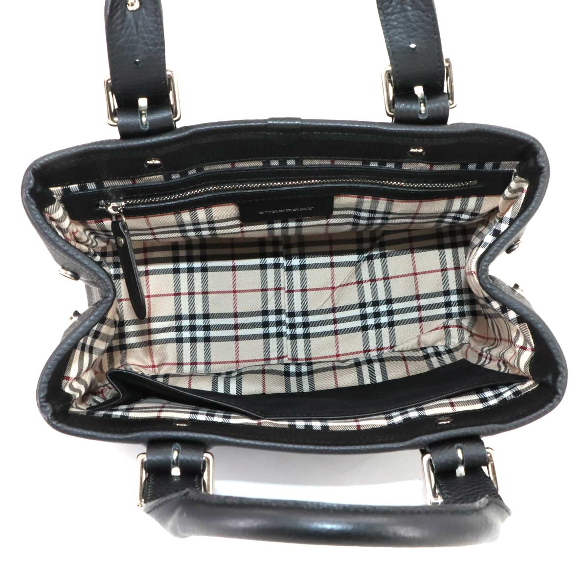 Hand Bag Leather Black Plaid Purse