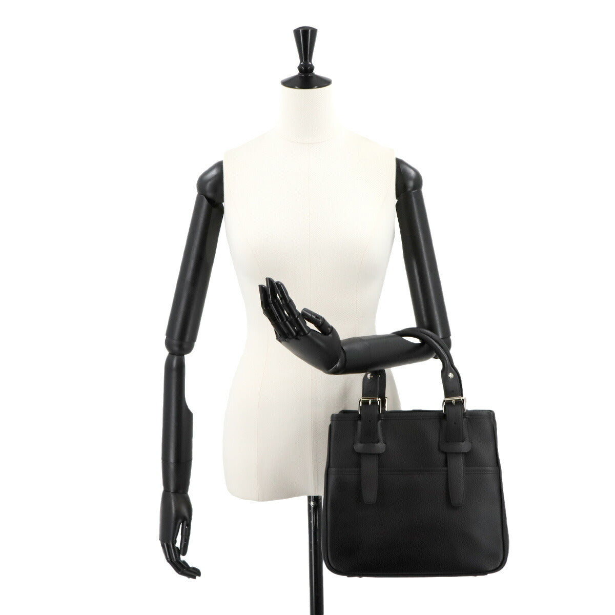 Hand Bag Leather Black Plaid Purse