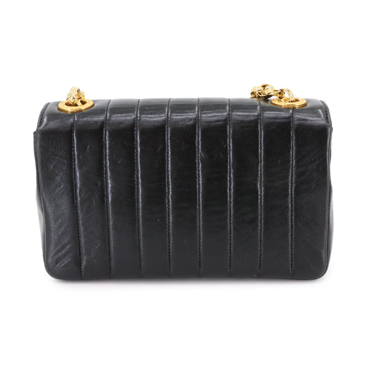 Bijou Chain Shoulder Bag Leather Black Vintage Purse