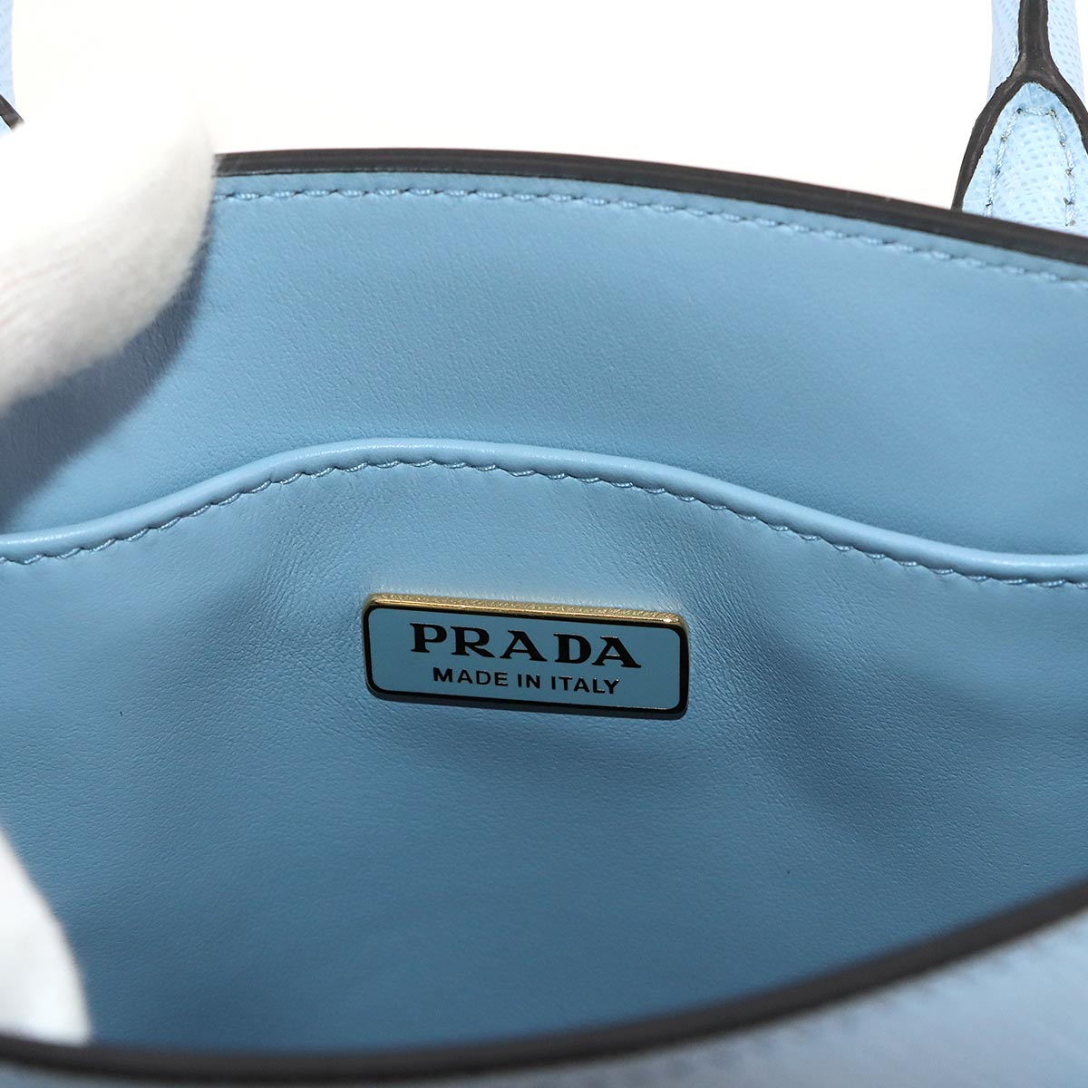 2way Hand Shoulder Bag Saffiano Leather Blue 1BA333 Purse