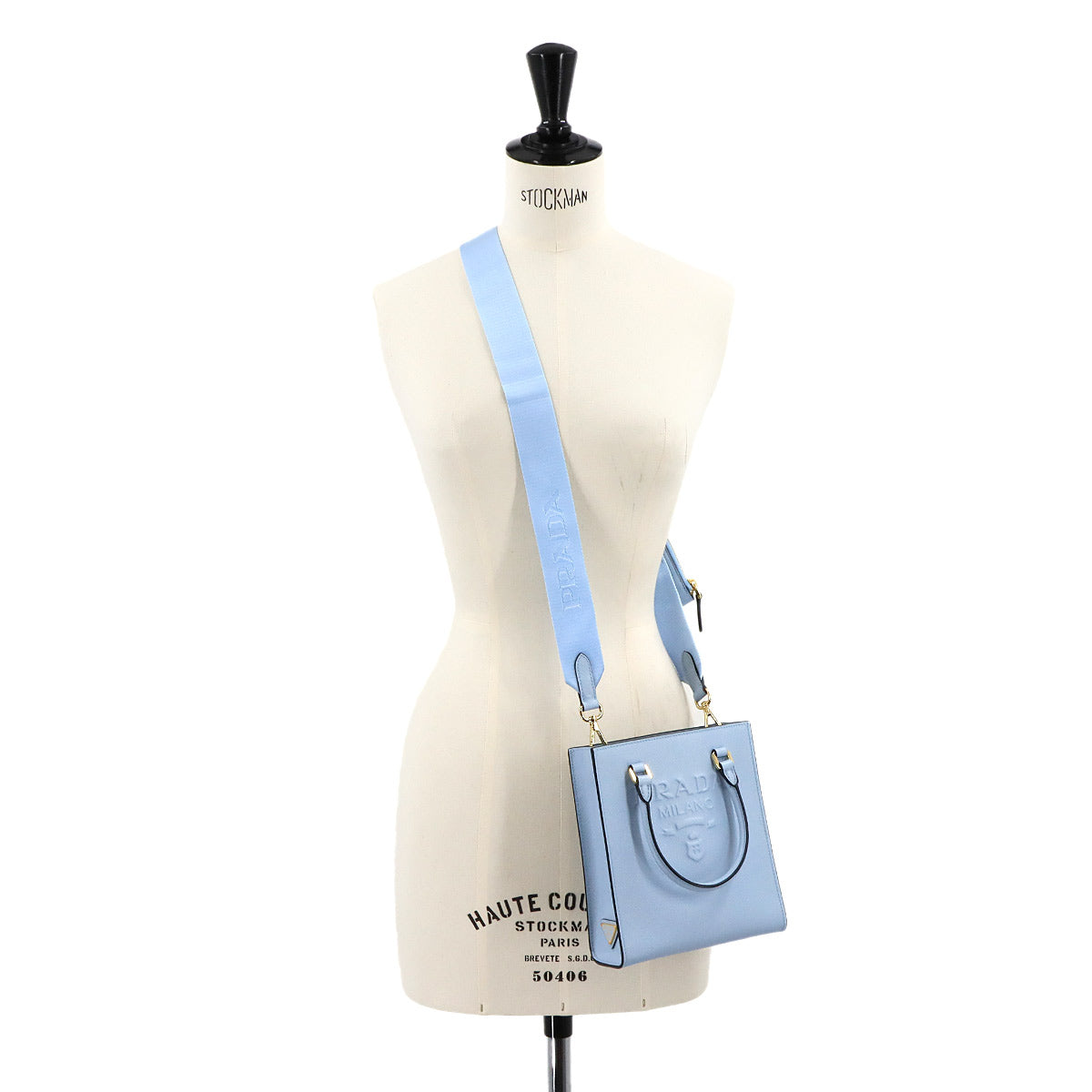 2way Hand Shoulder Bag Saffiano Leather Blue 1BA333 Purse