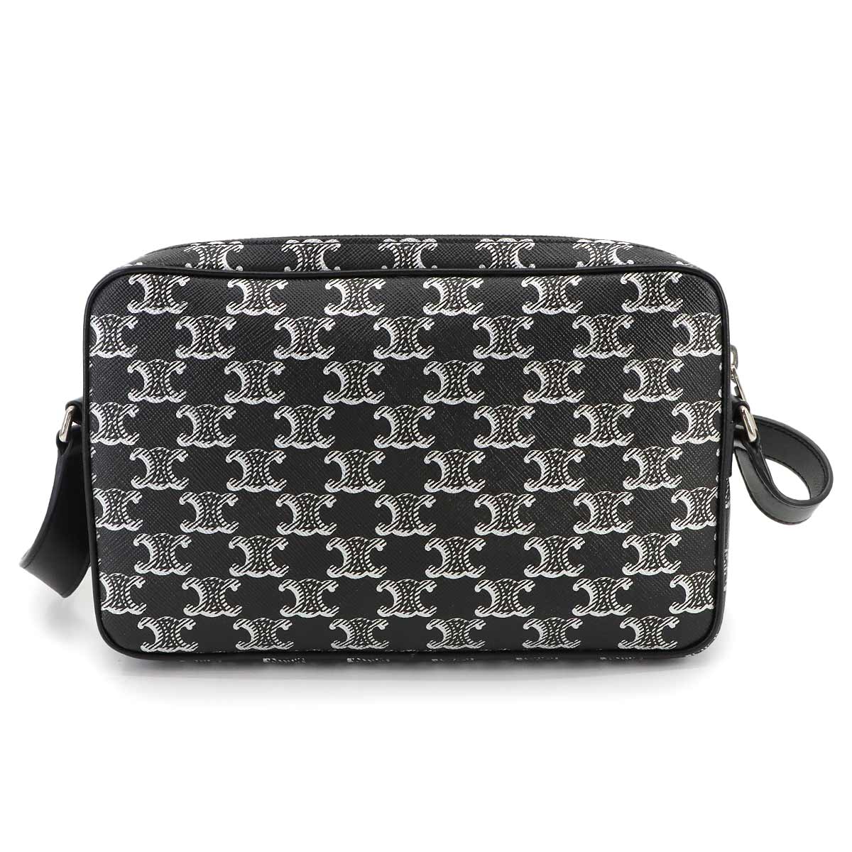 Triomphe Horizontal Messenger Shoulder Bag PVC Leather Black