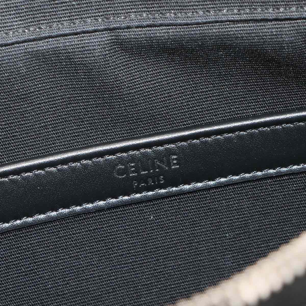 Triomphe Horizontal Messenger Shoulder Bag PVC Leather Black