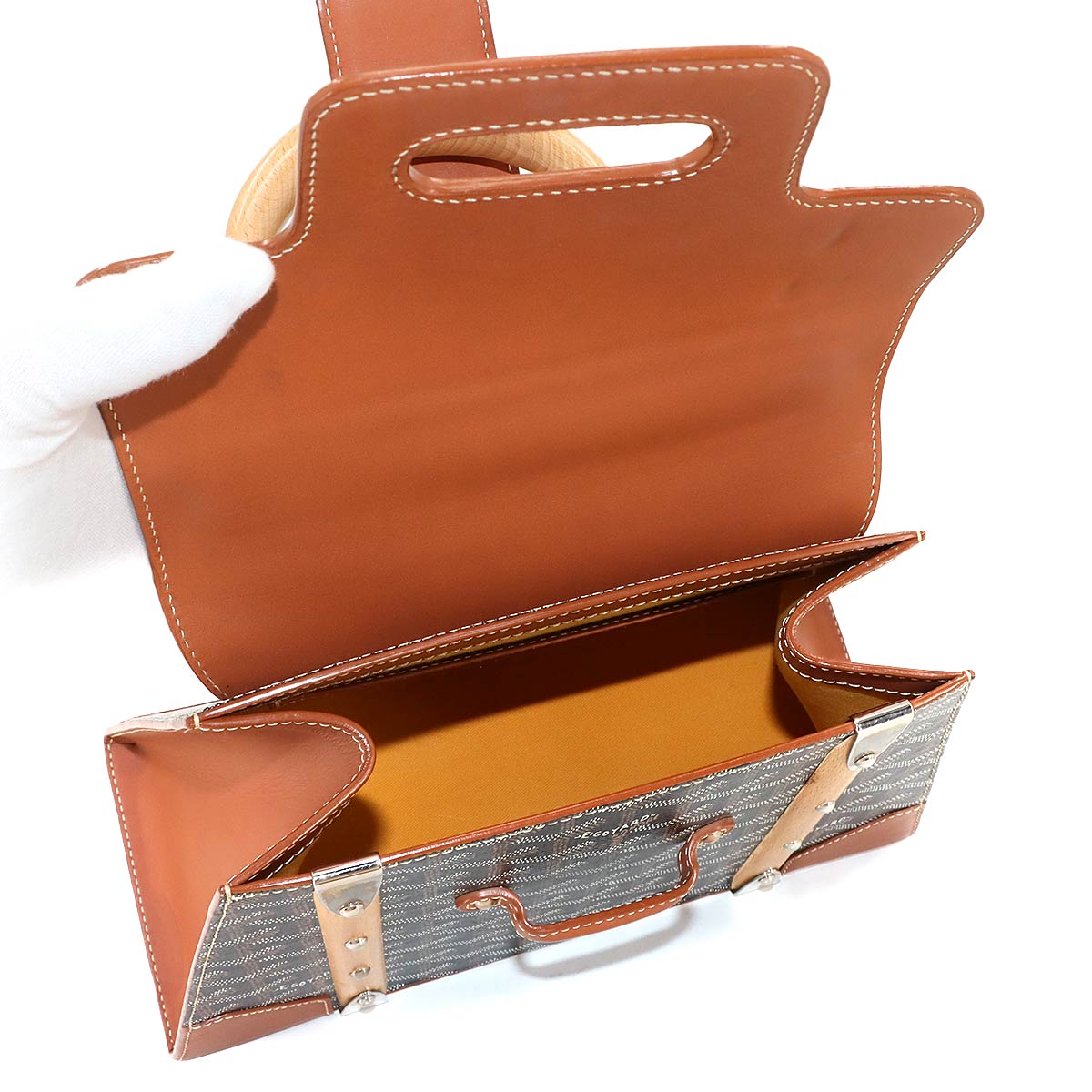 Saigon PM Hand Shoulder Bag Leather PVC Wood Black Brown Purse