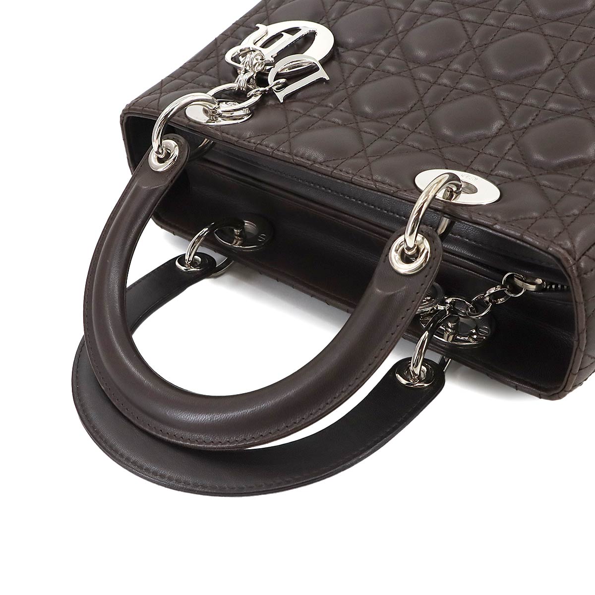 Lady Dior Medium Hand Shoulder Bag Leather Brown