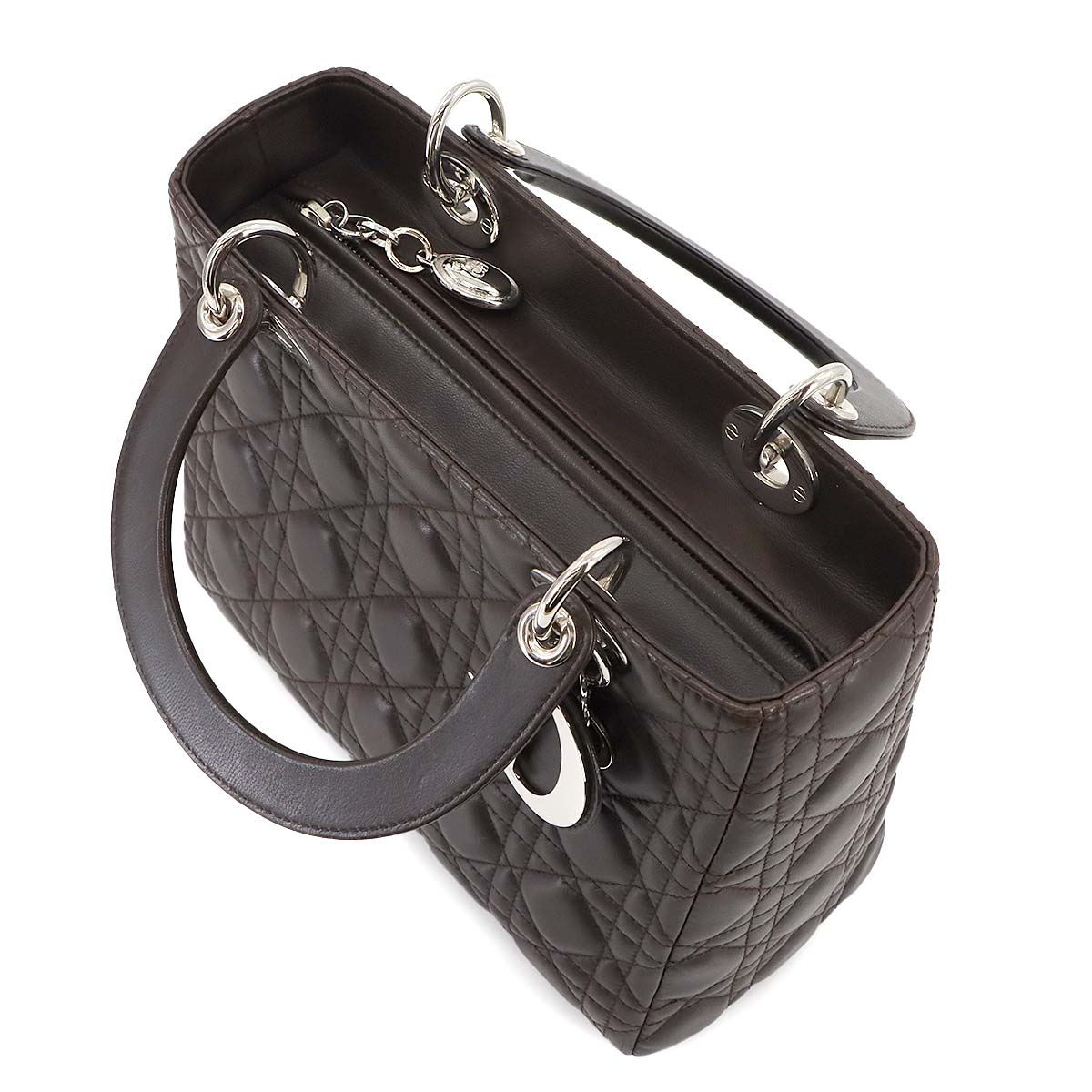 Lady Dior Medium Hand Shoulder Bag Leather Brown