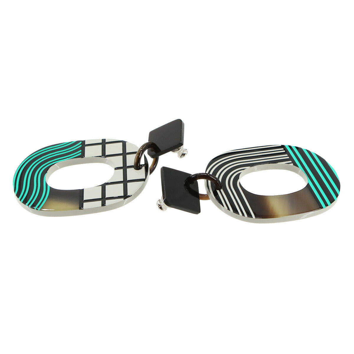 Isthme Ism Pop Check Earrings Buffalo Horn Lacquer Wood