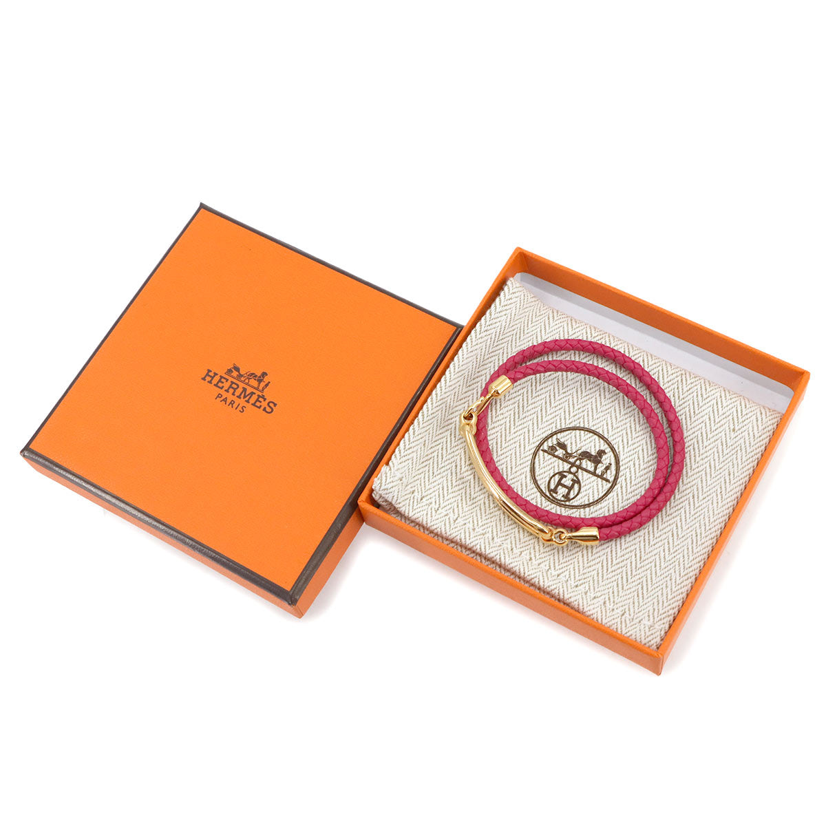 Roulis Double Tour Bracelet Leather Pink