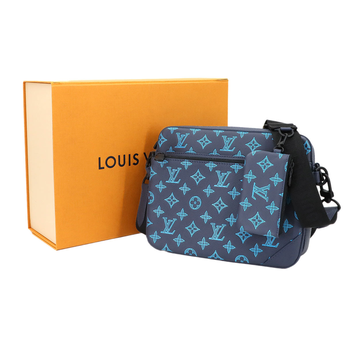 Monogram Shadow Trio Messenger Shoulder Bag Navy M46604