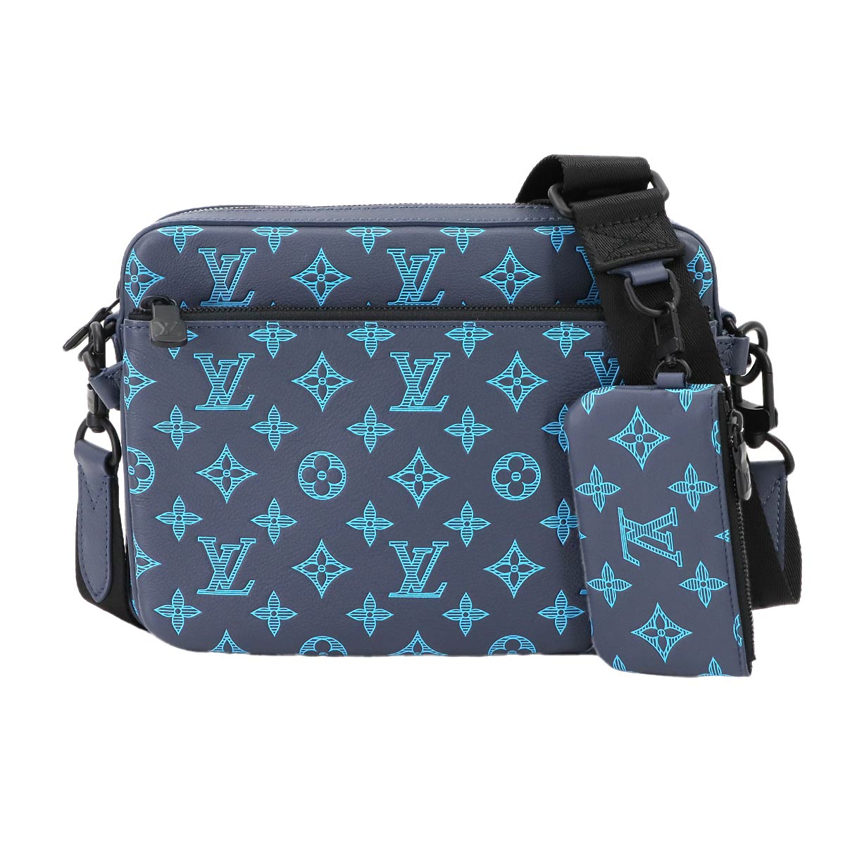 Monogram Shadow Trio Messenger Shoulder Bag Navy M46604