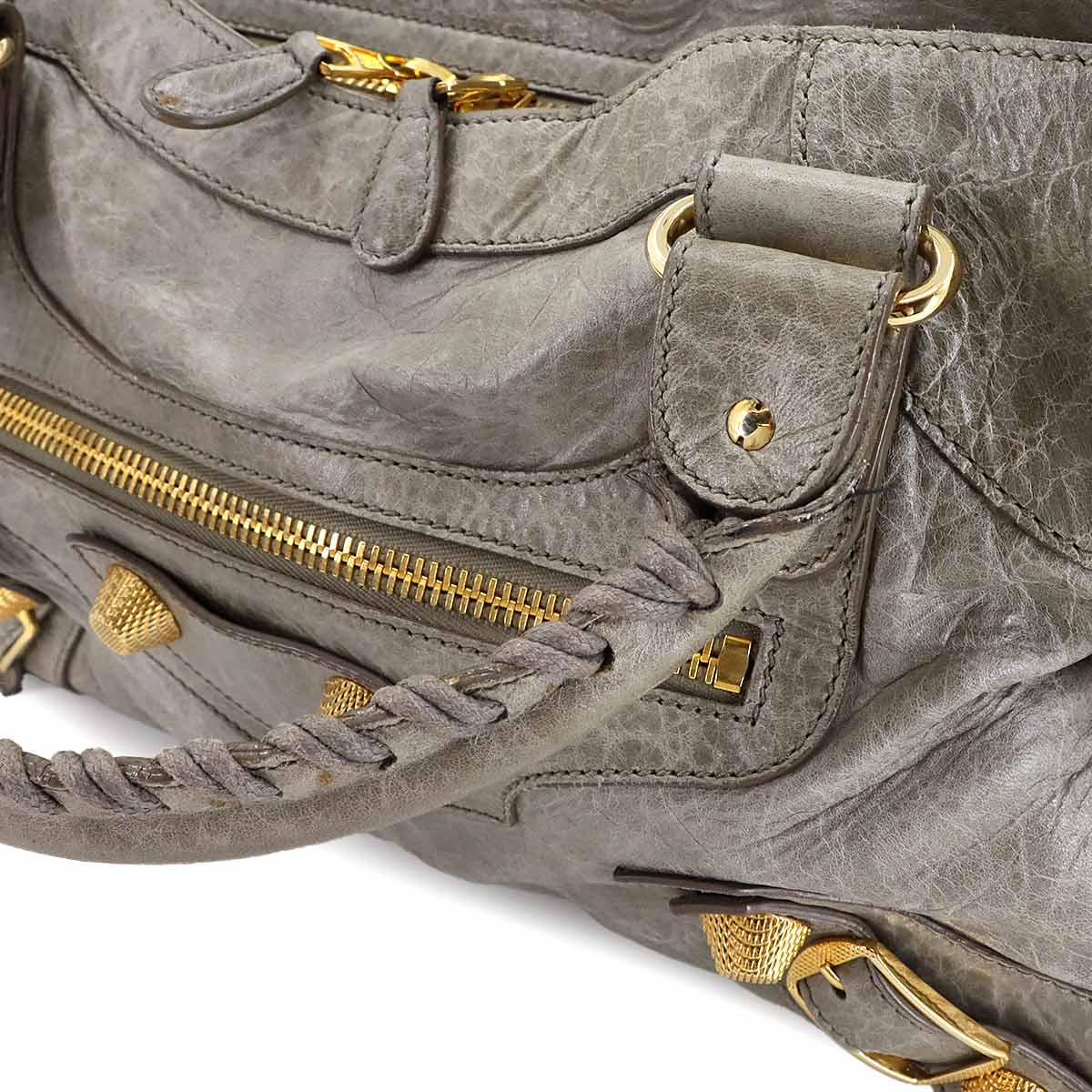 The Giant City Hand Shoulder Bag Leather Gray 173084