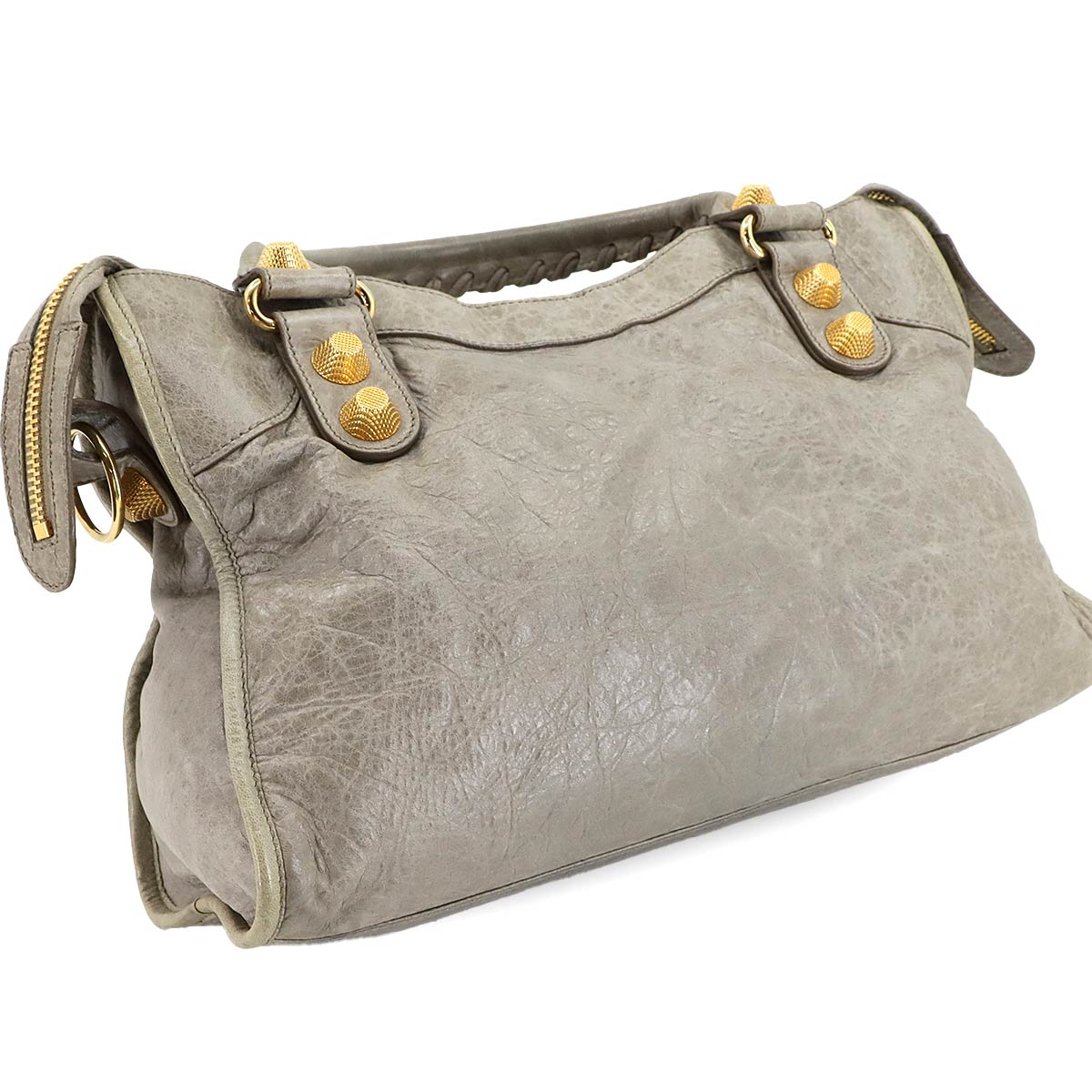 The Giant City Hand Shoulder Bag Leather Gray 173084