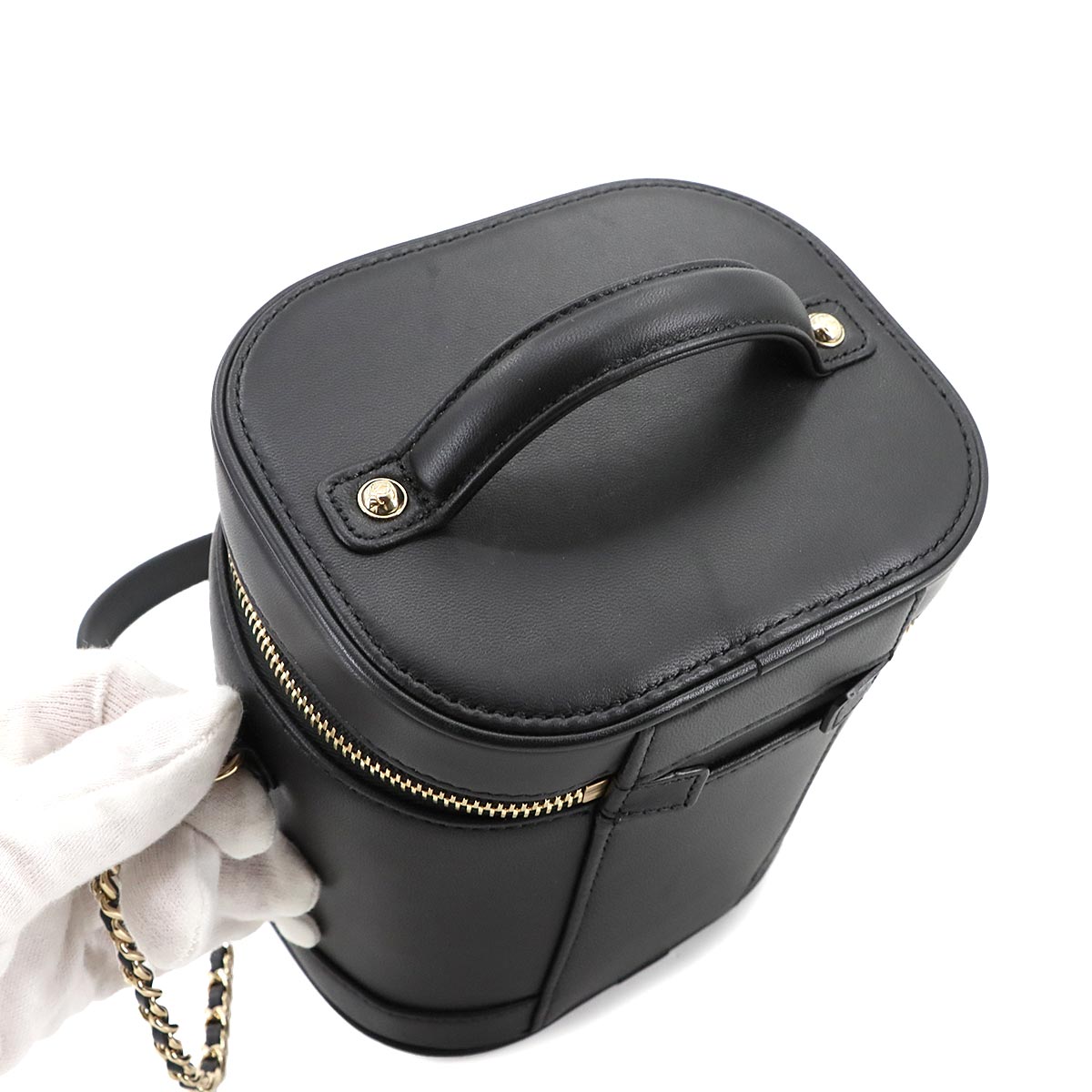 Vanity 2way Hand Chain Shoulder Bag Leather Black AS0323 Purse