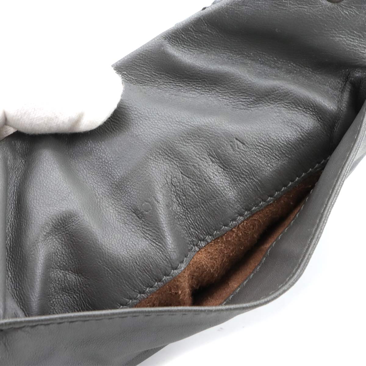 Intrecciato Chain Shoulder Bag Leather Gray Purse