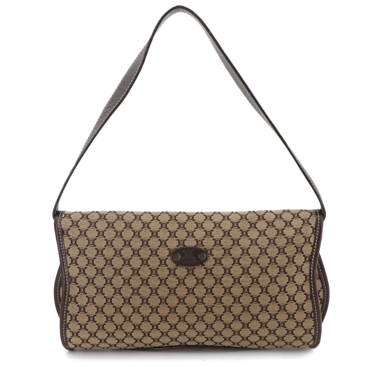 Macadam Shoulder Bag Leather Canvas Beige Brown Vintage Purse