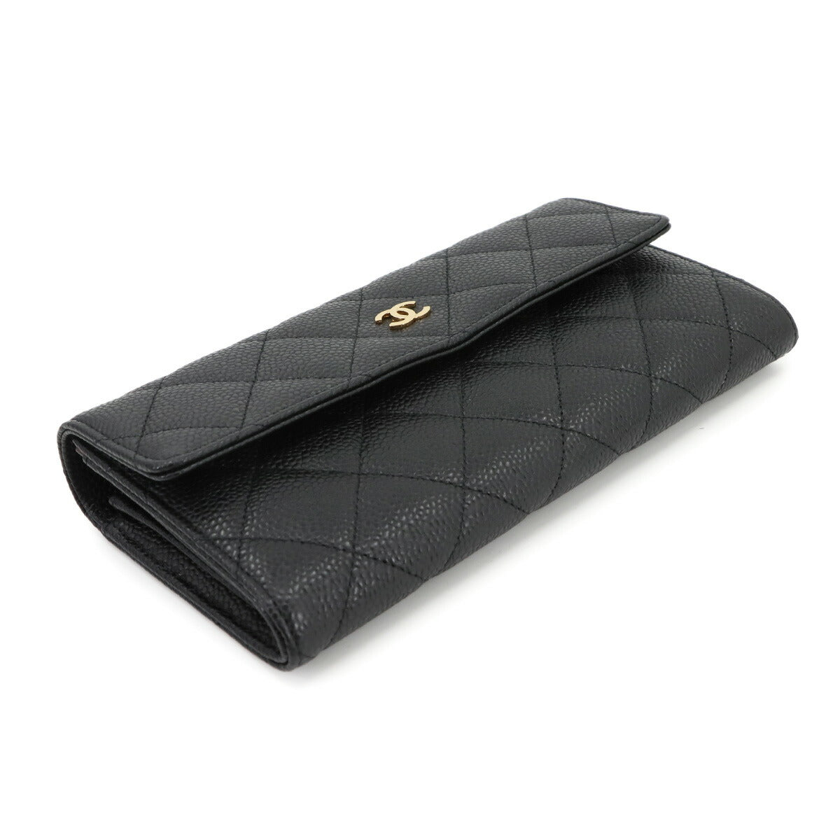 Matelasse Long Wallet Leather Black A50096 Purse