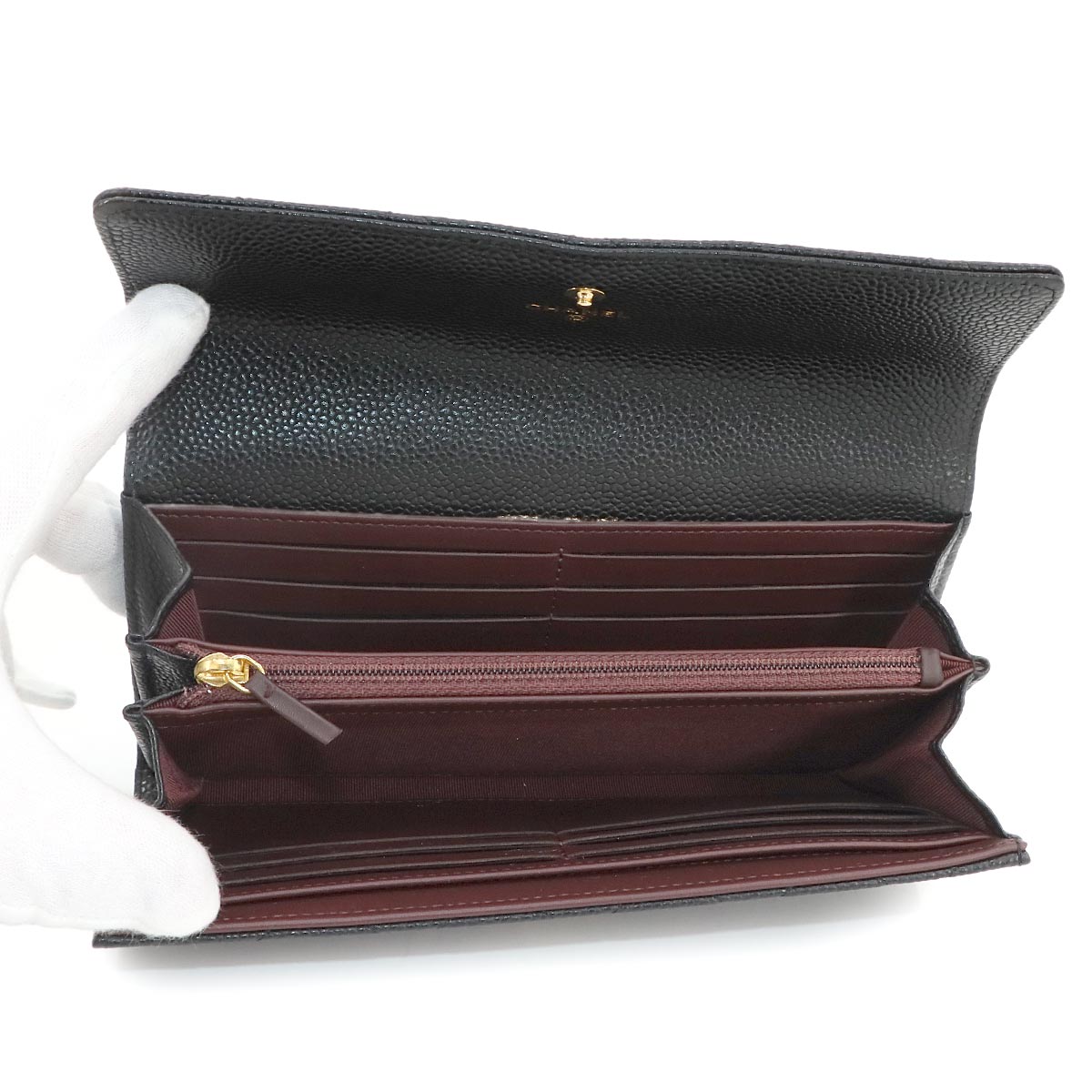 Matelasse Long Wallet Leather Black A50096 Purse