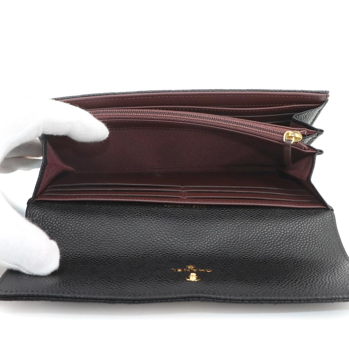 Matelasse Long Wallet Leather Black A50096 Purse