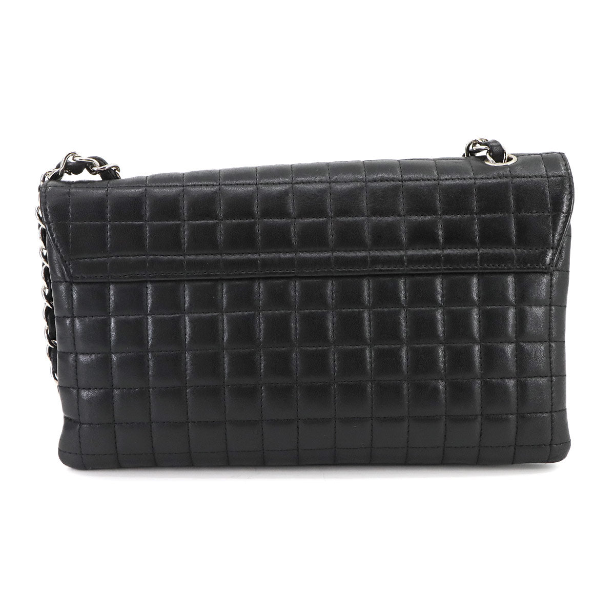 Chocolate bar Camellia Chain Shoulder Bag Leather Black Purse