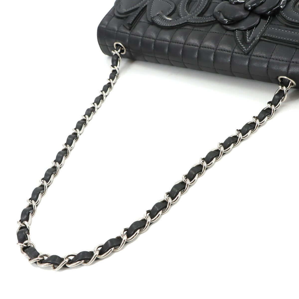 Chocolate bar Camellia Chain Shoulder Bag Leather Black Purse