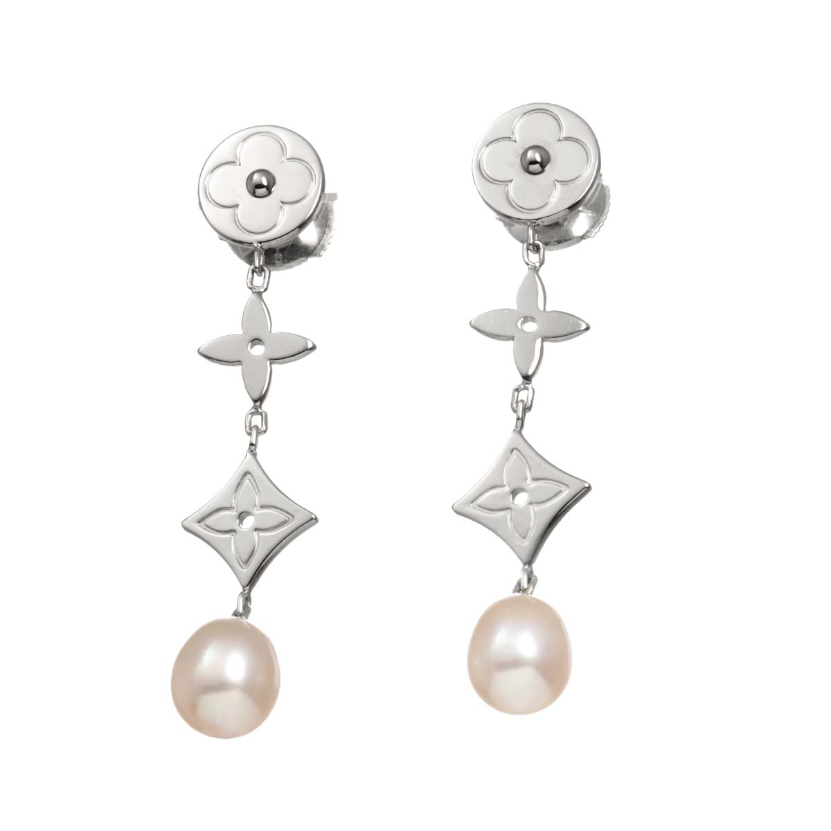 Freshwater cultured pearl Earring Pierced 18K WG 750