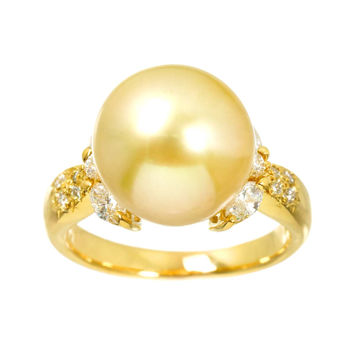 South Sea pearl Diamond 0.57ct Ring 18K YG 750 size7.25(US)