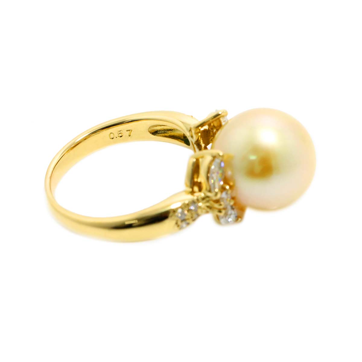 South Sea pearl Diamond 0.57ct Ring 18K YG 750 size7.25(US)