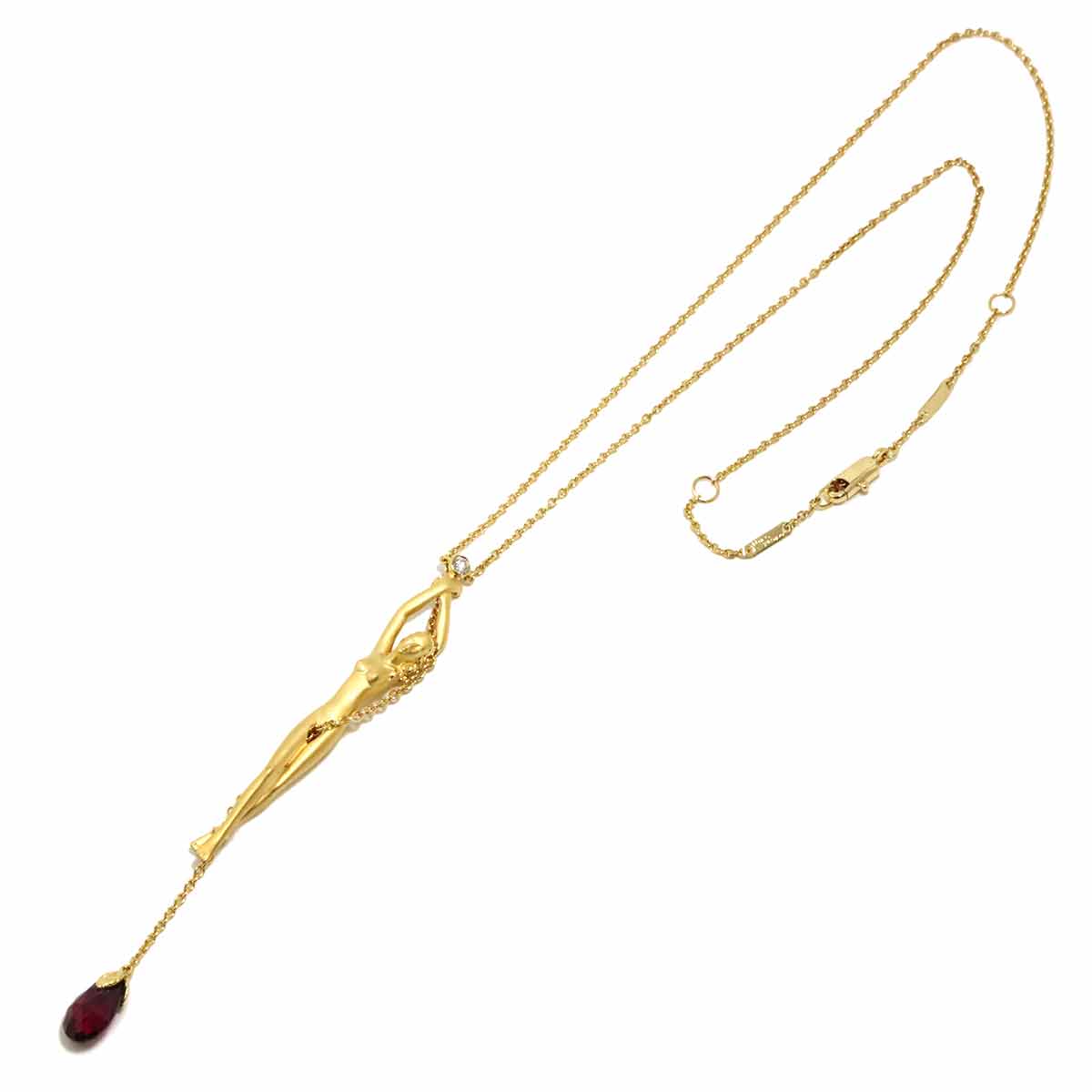 Garnet Diamond Necklace 18K YG 750