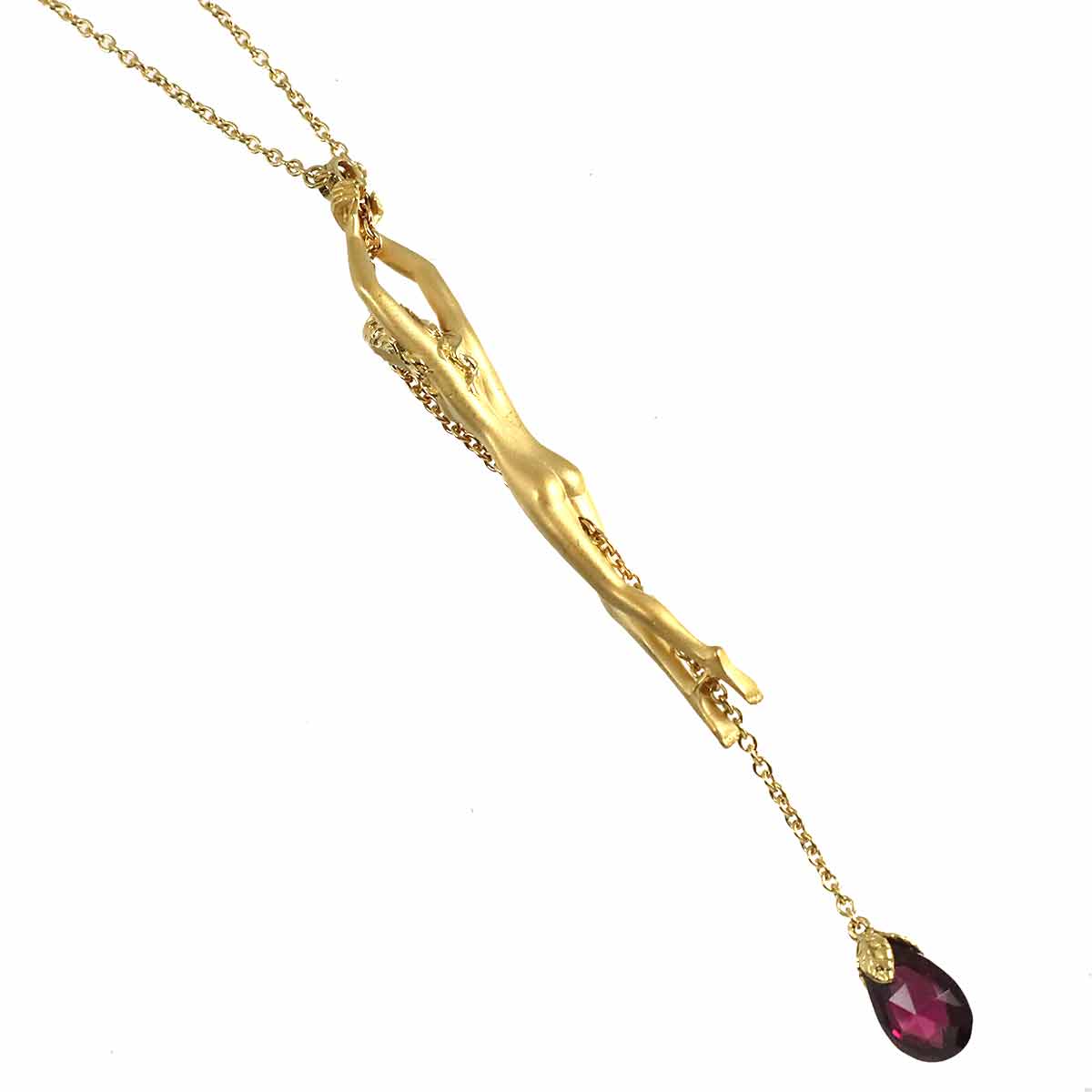 Garnet Diamond Necklace 18K YG 750