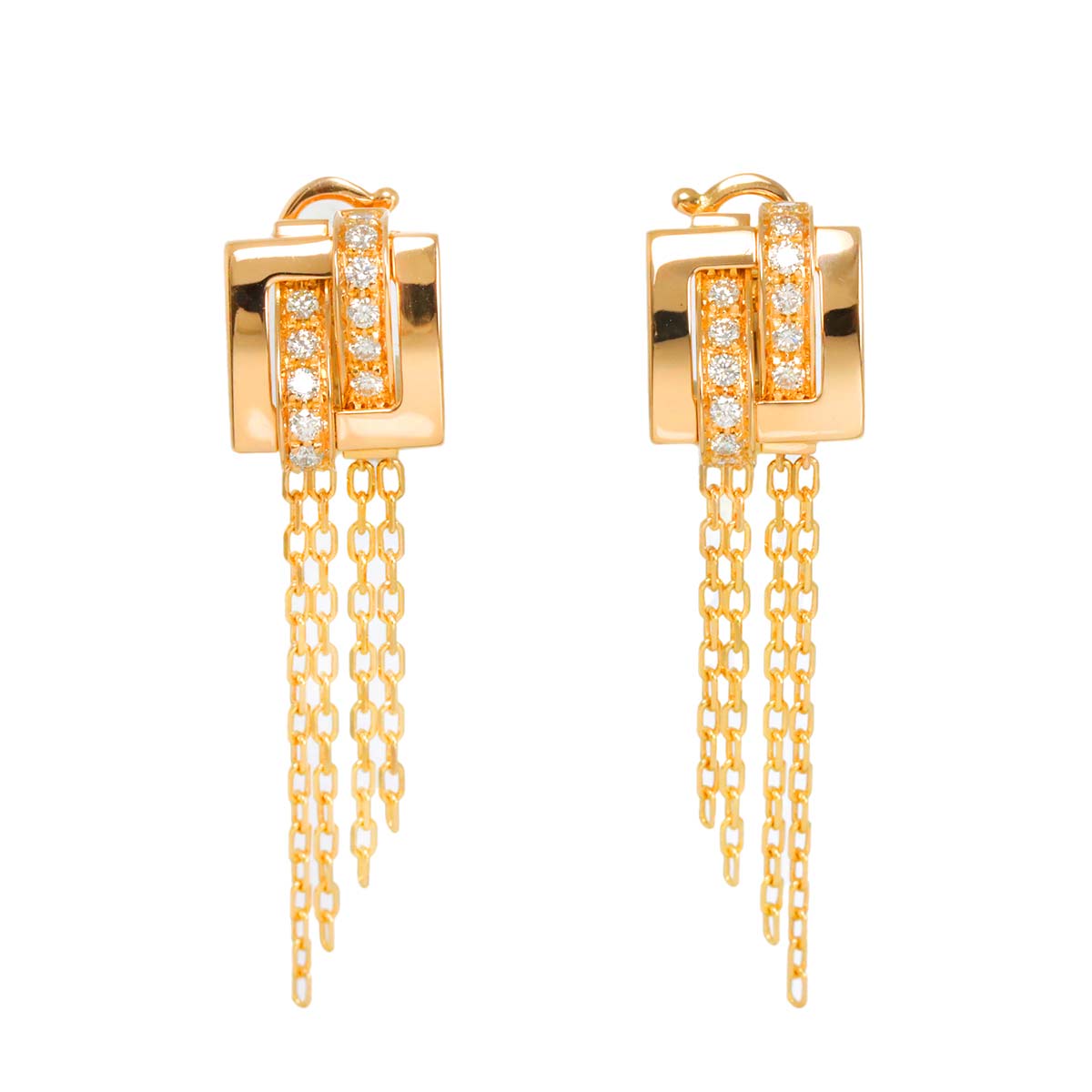 Diamond Earrings Clip on 18K PG 750