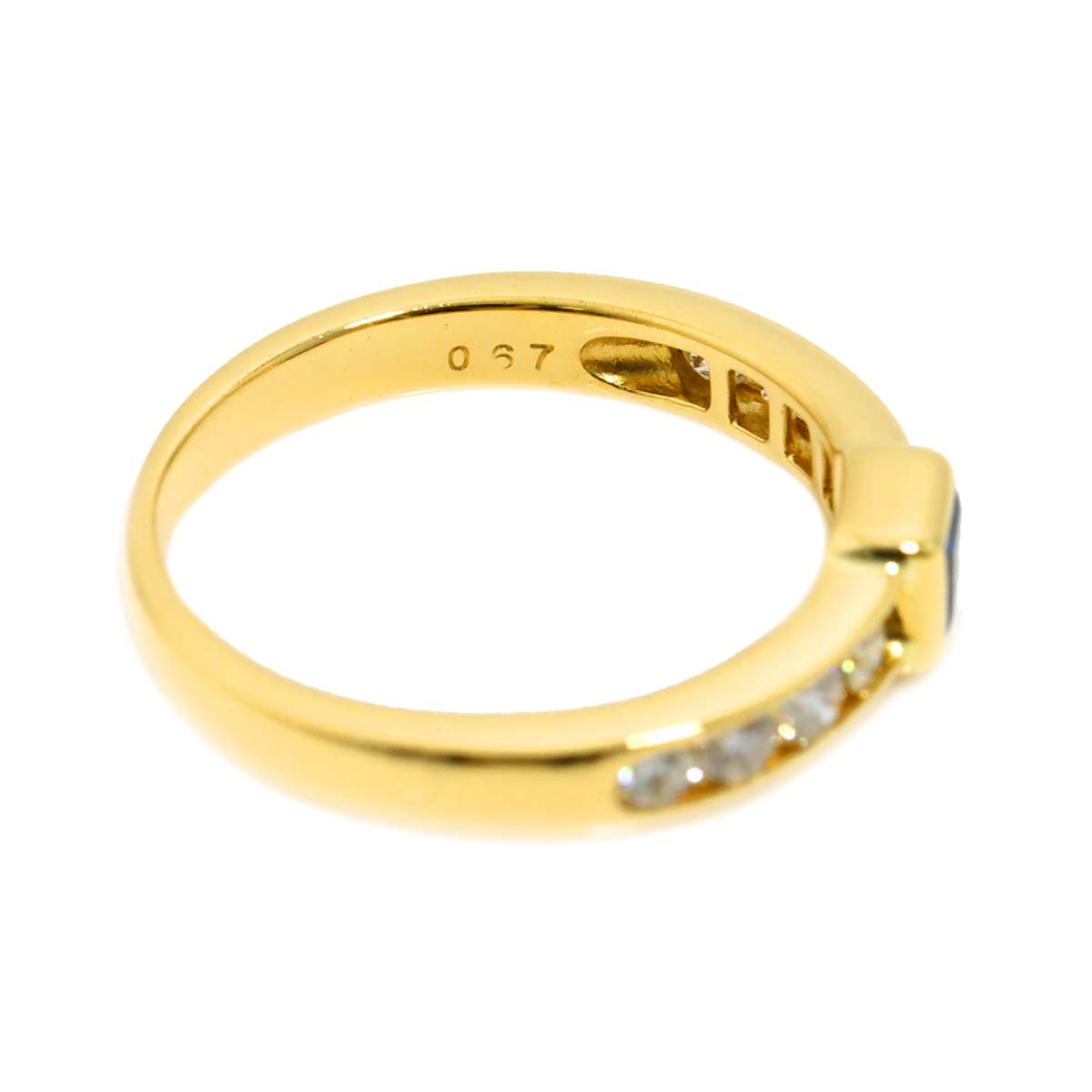 Sapphire Diamond 0.67ct Ring 18K YG 750 4.5-4.75(US)