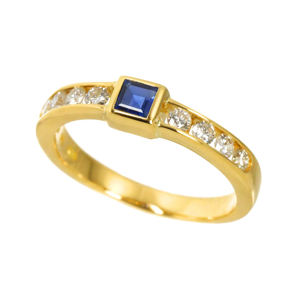 Sapphire Diamond 0.67ct Ring 18K YG 750 4.5-4.75(US)
