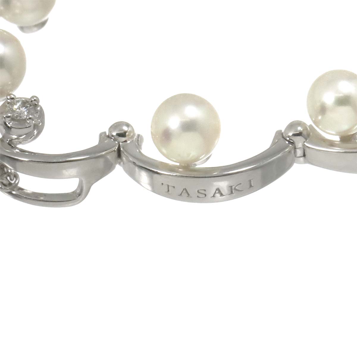 Akoya Pearl 5.4-3.8mm Diamond 0.03ct Necklace 18K WG 750