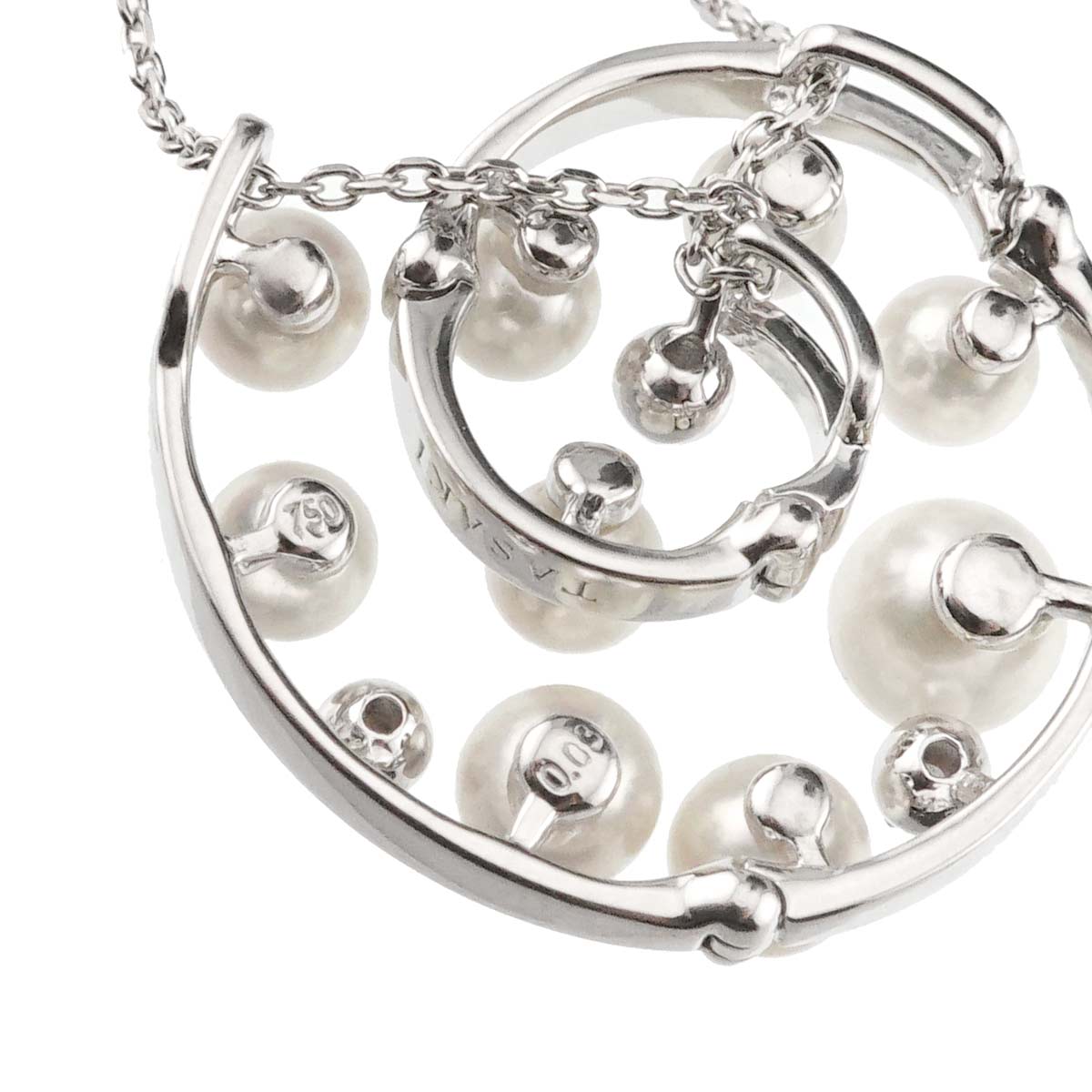 Akoya Pearl 5.4-3.8mm Diamond 0.03ct Necklace 18K WG 750