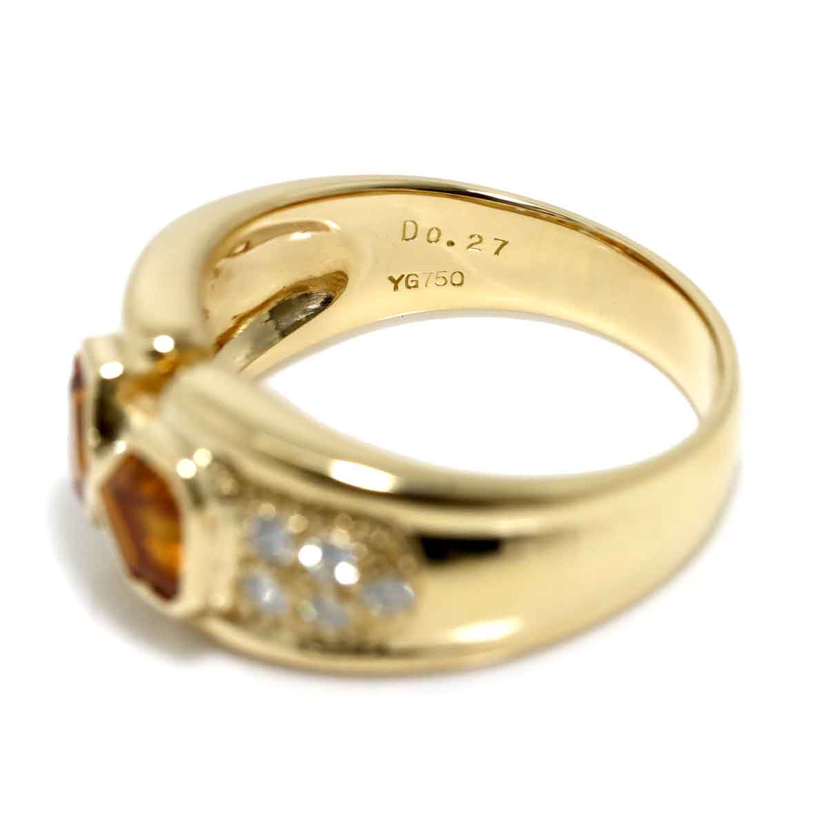 Sapphire 1.48ct Diamond 0.27ct Ring 18K YG 750 Size8-8.25(US)