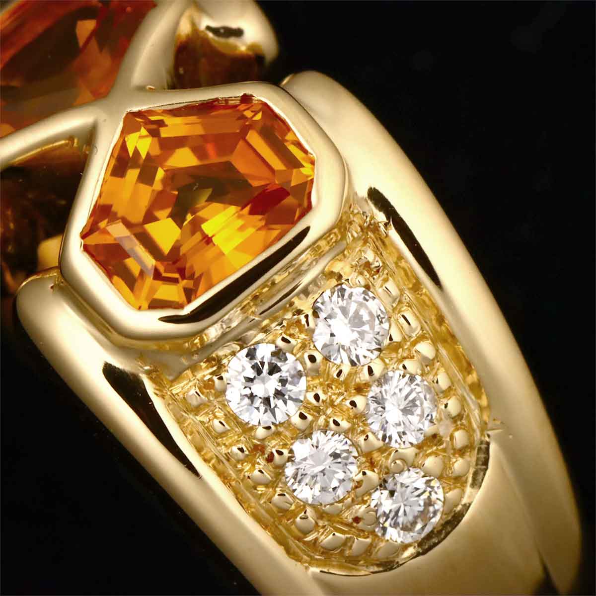 Sapphire 1.48ct Diamond 0.27ct Ring 18K YG 750 Size8-8.25(US)