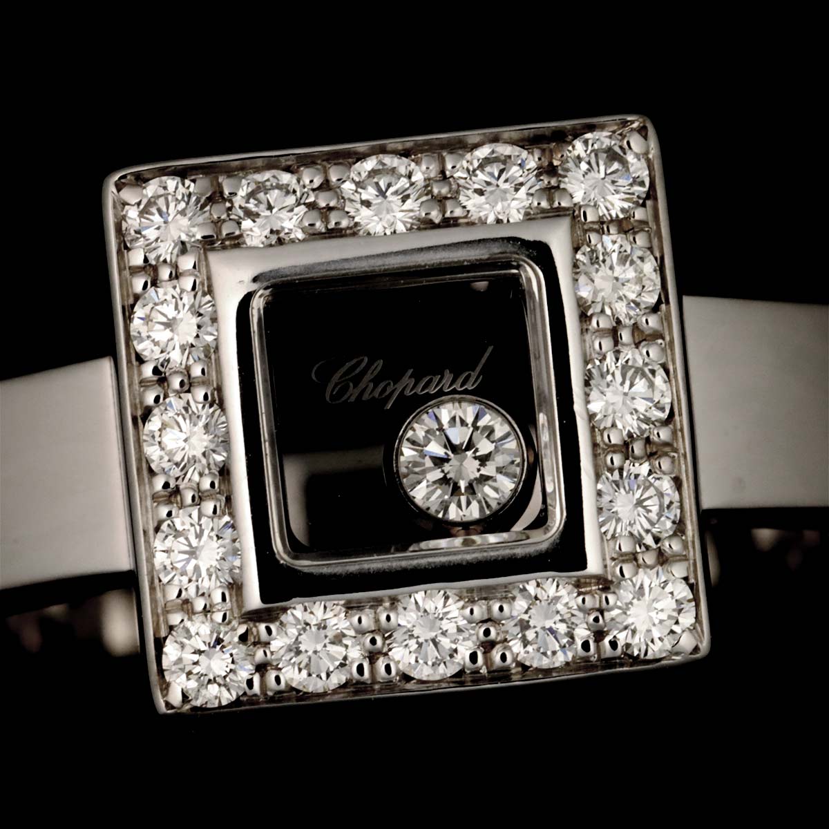 Happy Diamond Ring 18K WG 750 Size6.5-6.75(US)