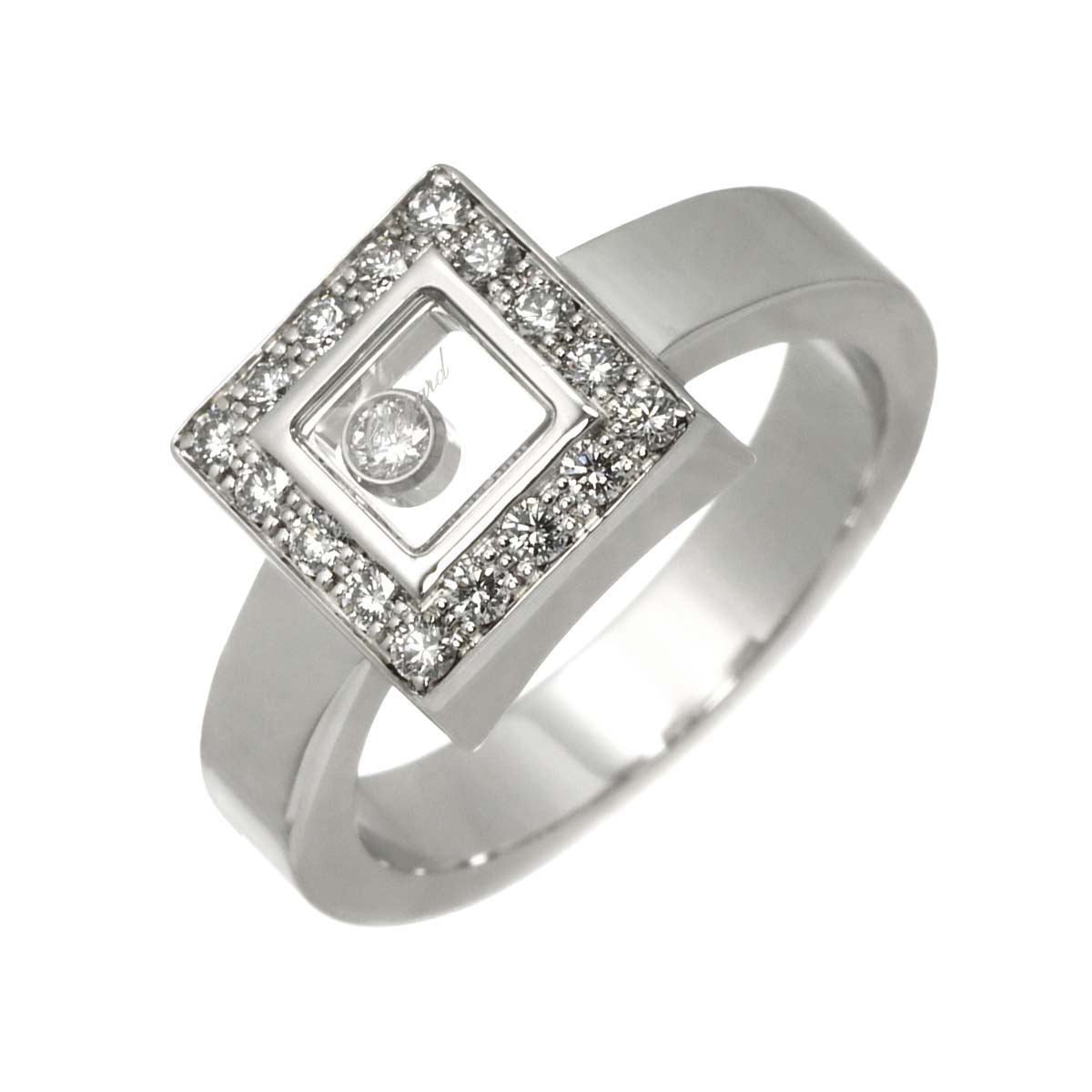 Happy Diamond Ring 18K WG 750 Size6.5-6.75(US)
